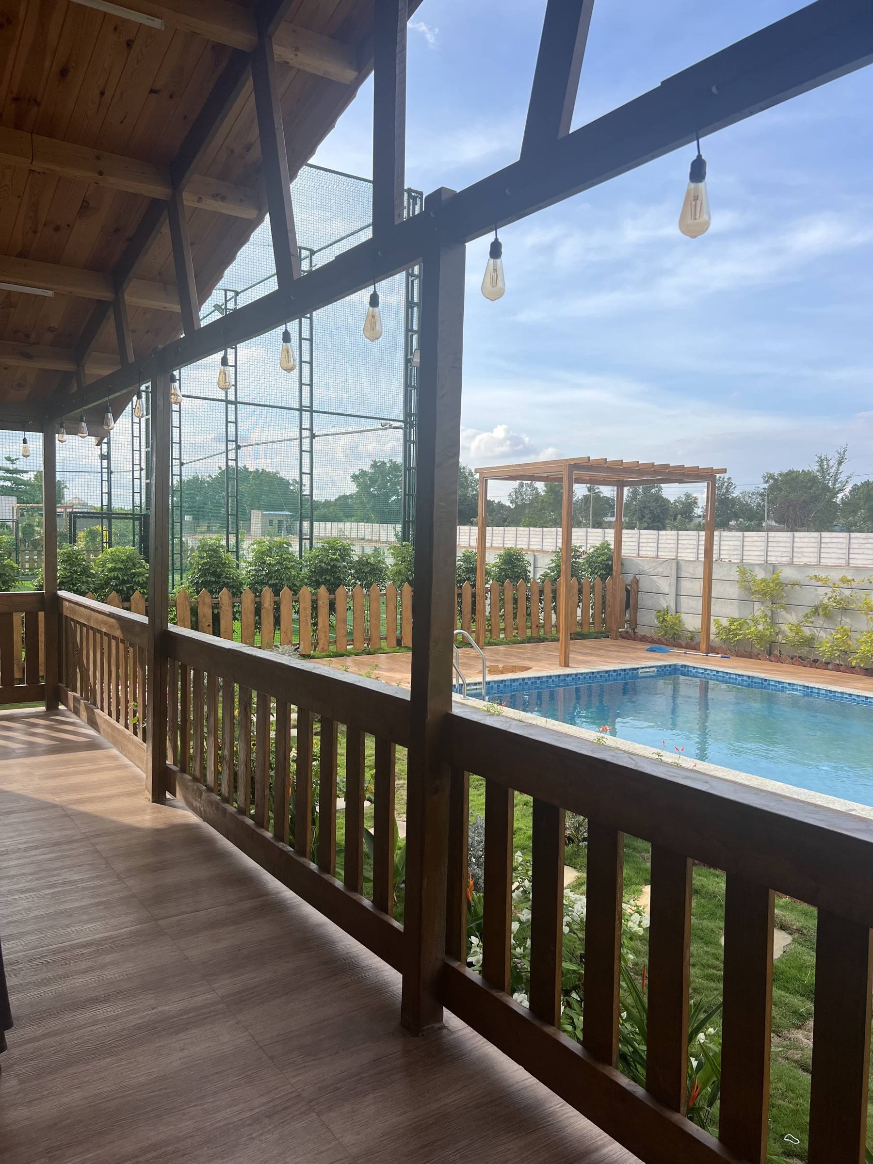 Veranda overlooking the pool